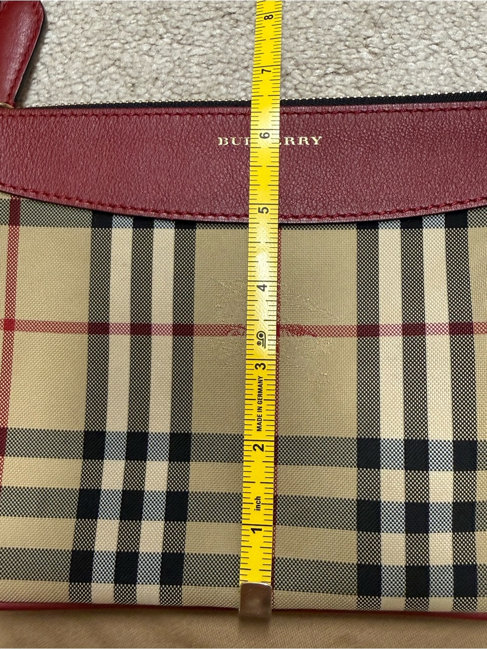 Burberry Beige Check Crossbody with Red Trim - Picture 14 of 16